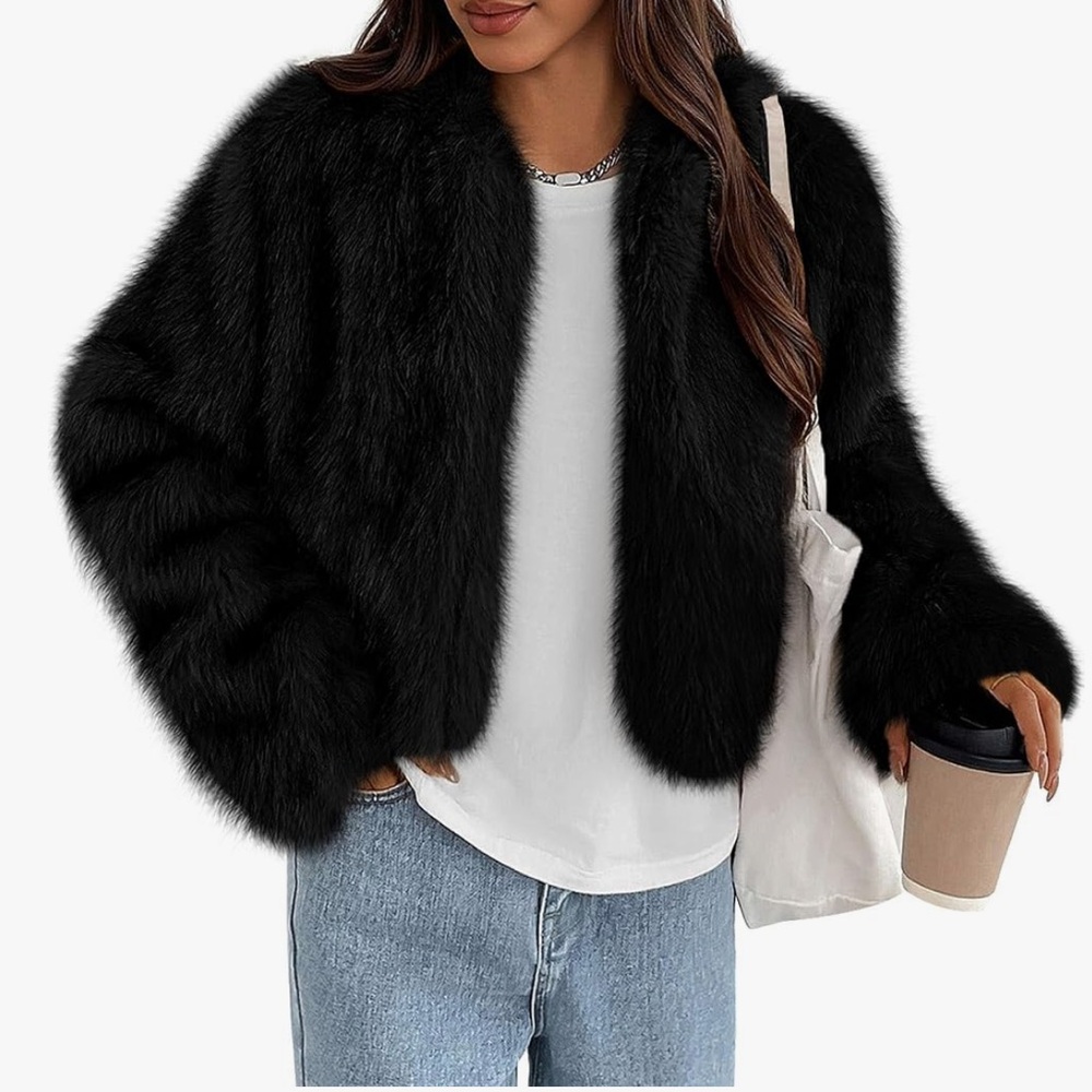 Black Faux Fur Women's Jacket